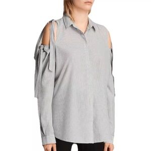 All Saints Evelyn Shirt Striped Cold Shoulder